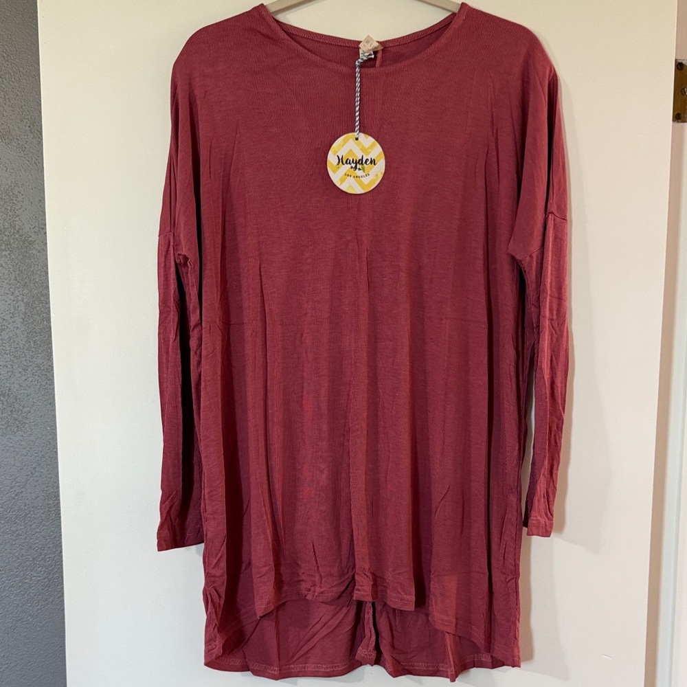 Hayden Dusty Rose Long Sleeve Tunic Top